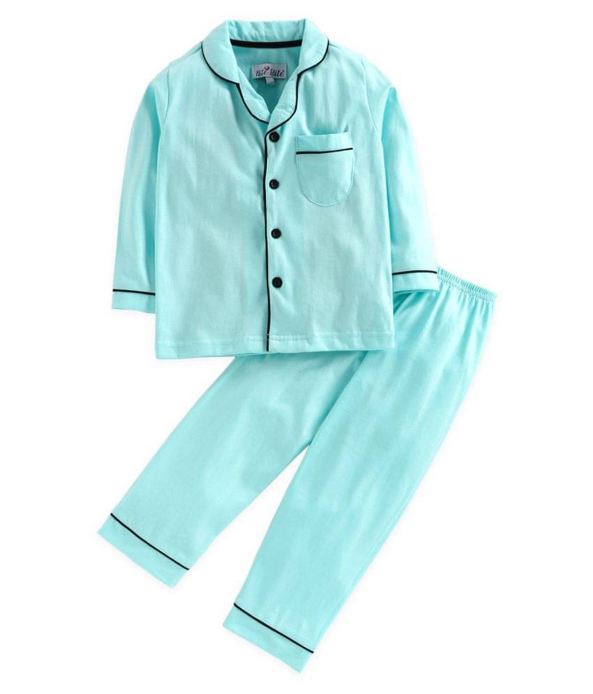     			Nite Flite Pack of 1 Boys 100% Cotton Nightsuit Set ( Mint )