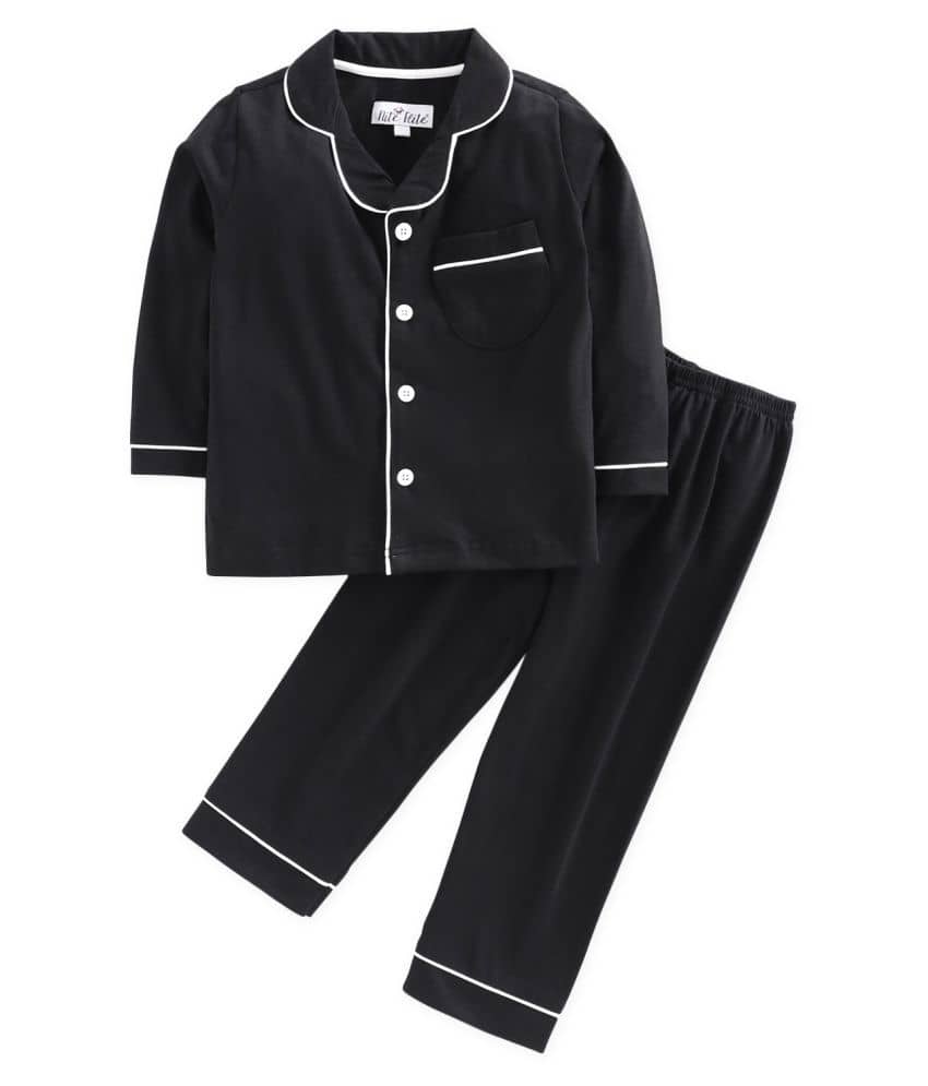 Nite Flite Pack of 1 Girls Cotton Nightsuit Set ( Black ) - Nightwear & Loungewear | Buy online on ZillyBuy