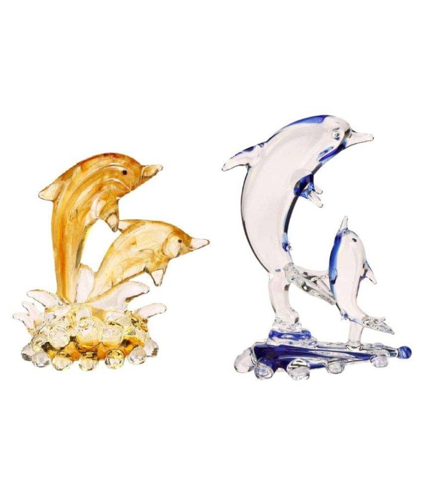     			Somil Yellow Glass Handicraft Showpiece - Pack of 2