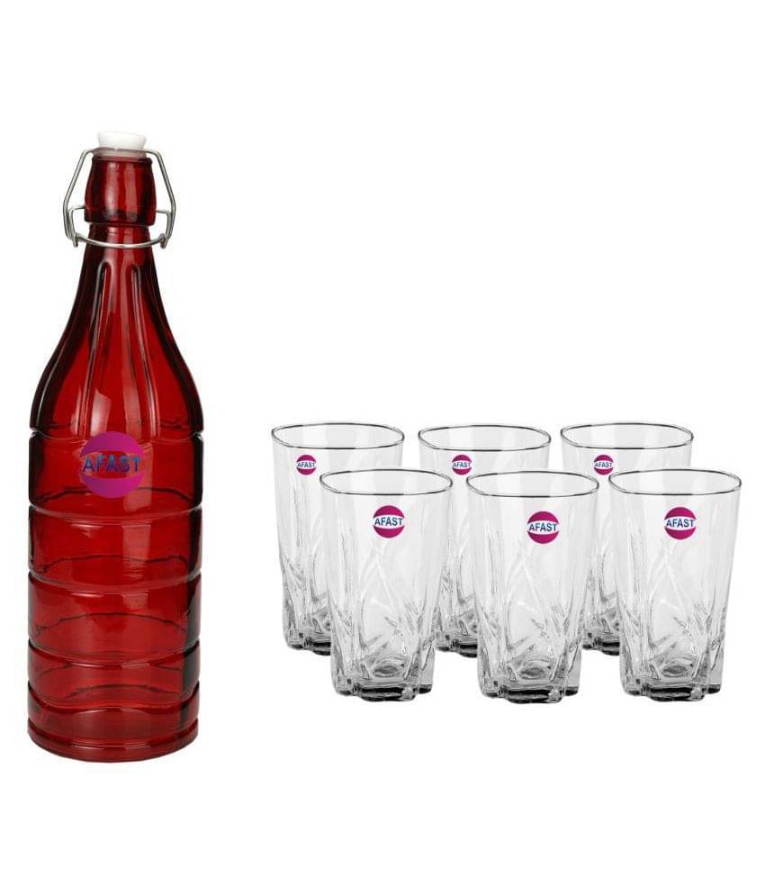     			Afast Glass Bottle, Glass Set, Transparent, Pack Of 6, 1000 ml