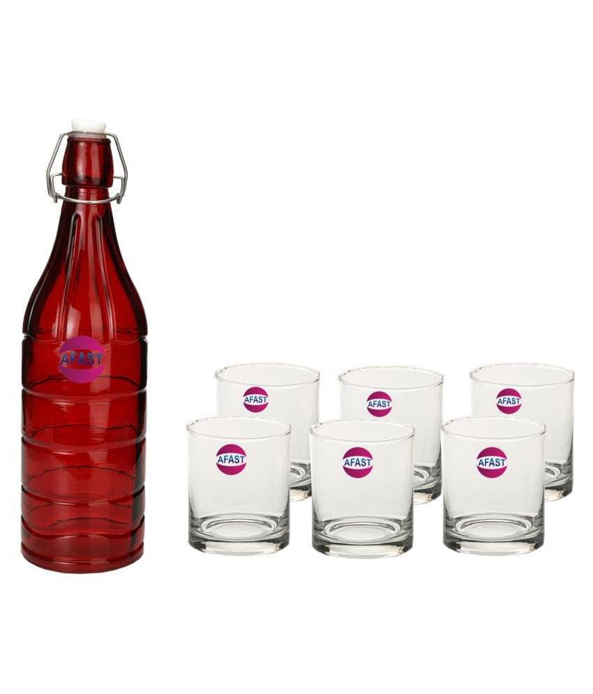     			Afast Glass Bottle, Glass Set, Transparent, Pack Of 6, 1000 ml