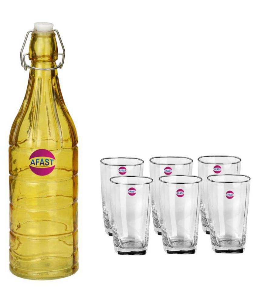     			Afast Glass Bottle, Glass Set, Transparent, Pack Of 6, 1000 ml