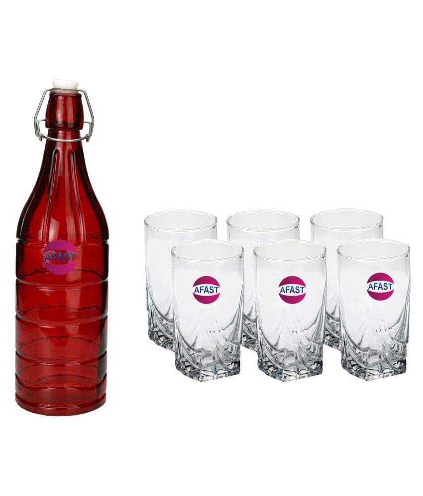     			Afast Glass Bottle, Glass Set, Transparent, Pack Of 6, 1000 ml