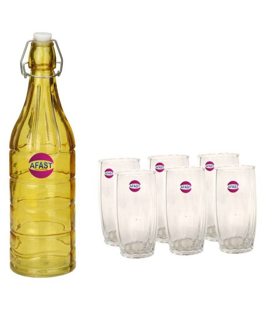     			Afast Glass Bottle, Glass Set, Transparent, Pack Of 6, 1000 ml