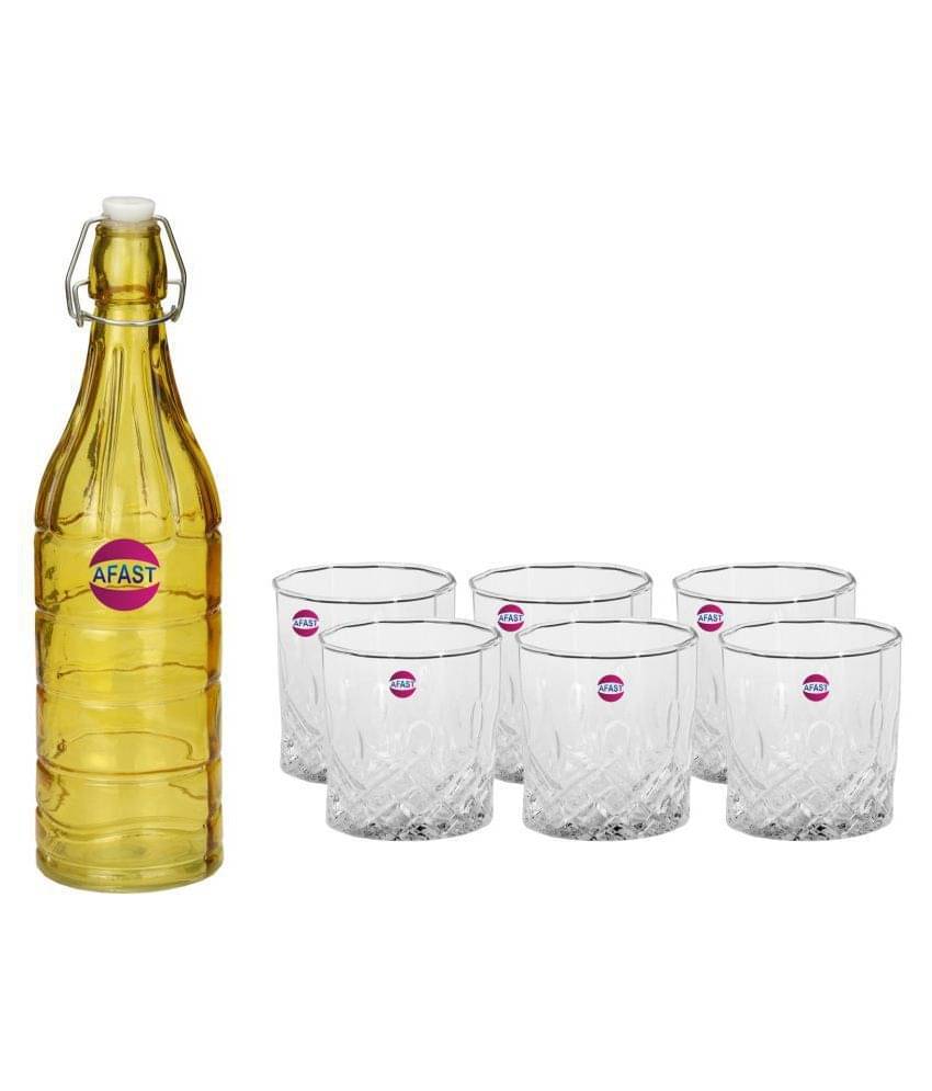     			Afast Glass Bottle, Glass Set, Transparent, Pack Of 6, 1000 ml