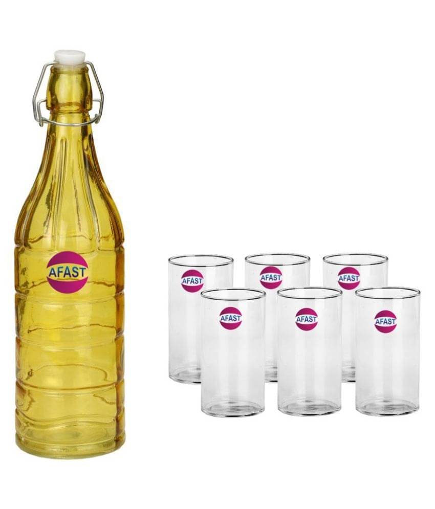     			Afast Glass Bottle, Glass Set, Transparent, Pack Of 6, 1000 ml