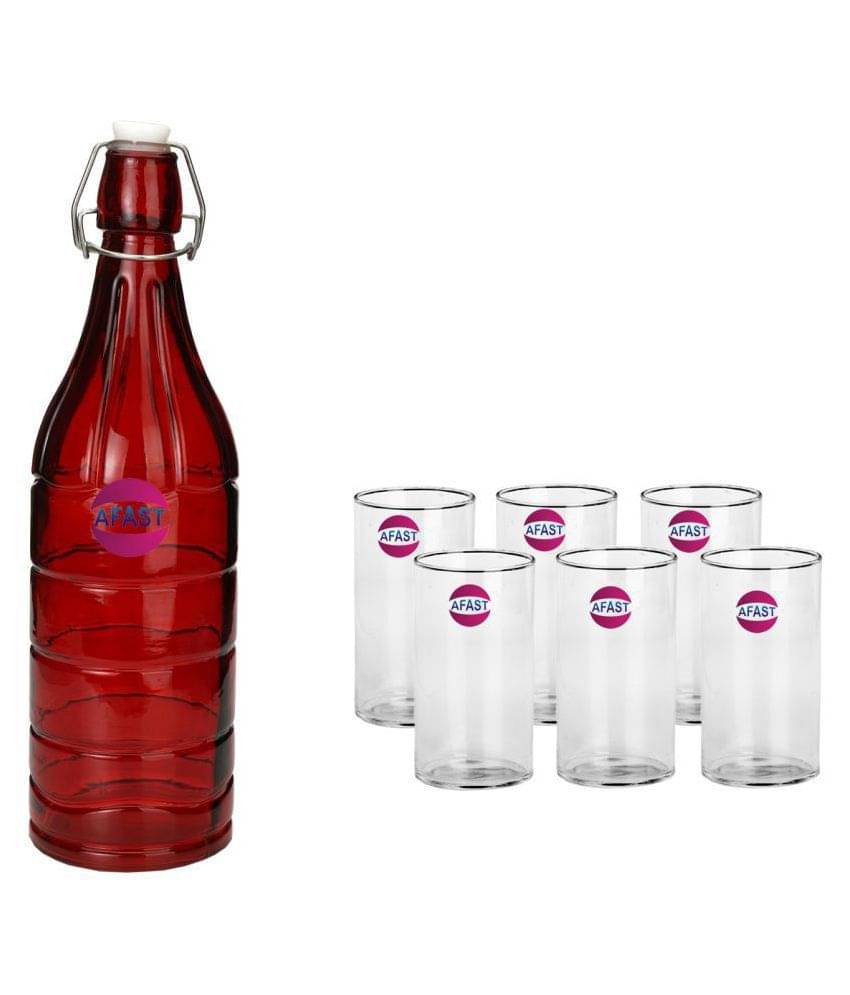     			Afast Glass Bottle, Glass Set, Transparent, Pack Of 6, 1000 ml