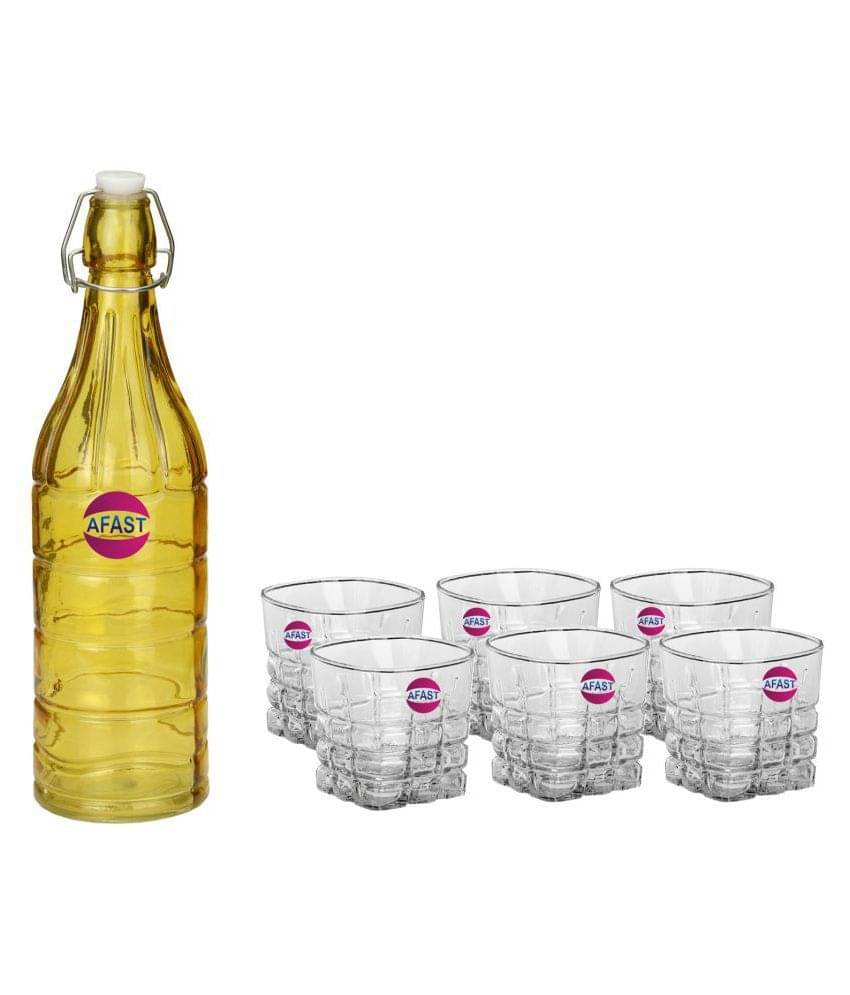     			Afast Glass Bottle, Glass Set, Transparent, Pack Of 6, 1000 ml