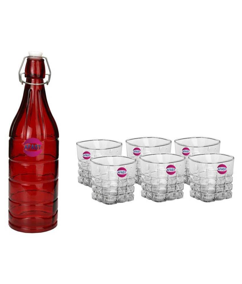    			Afast Glass Bottle, Glass Set, Transparent, Pack Of 6, 1000 ml
