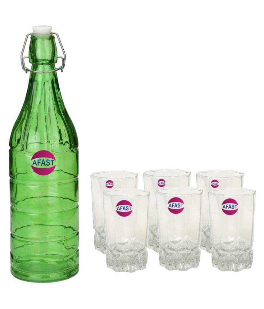     			Afast Glass Bottle, Glass Set, Transparent, Pack Of 6, 1000 ml
