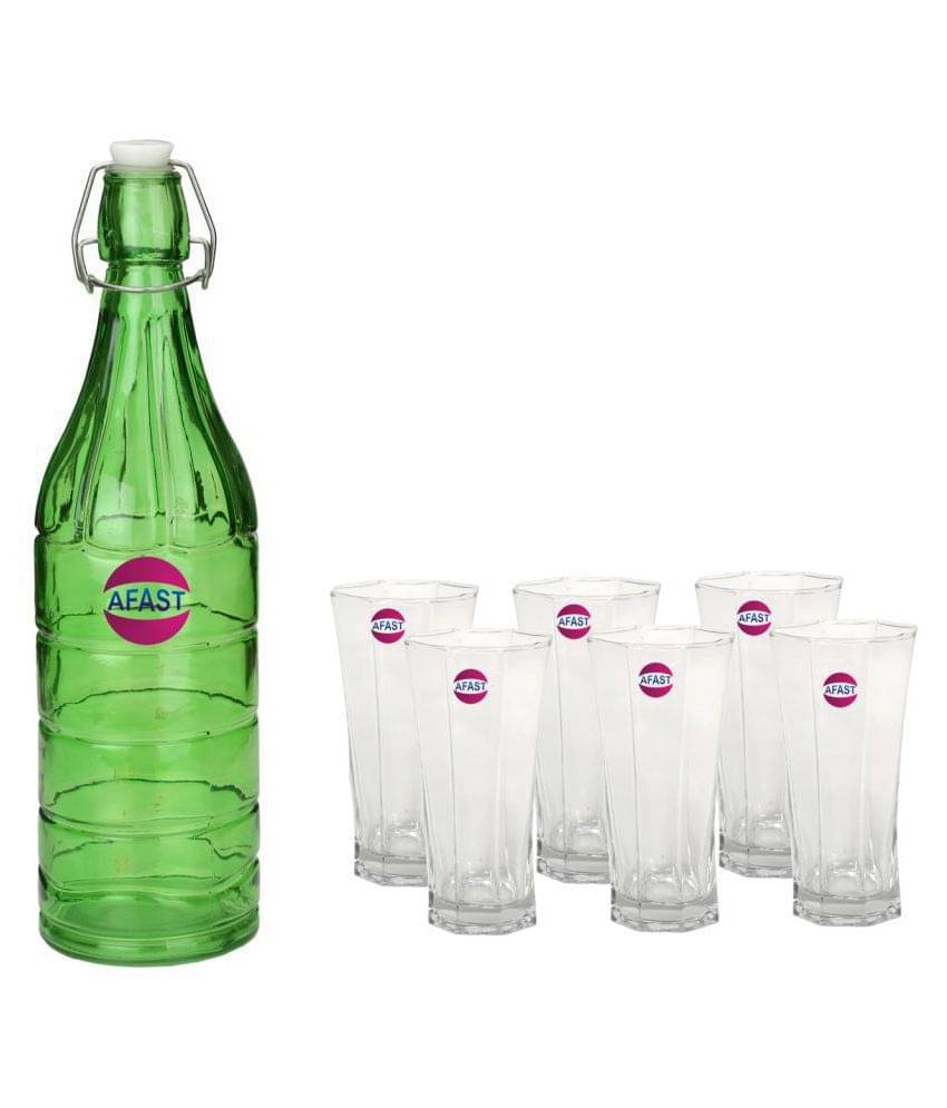     			Afast Glass Bottle, Glass Set, Transparent, Pack Of 6, 1000 ml