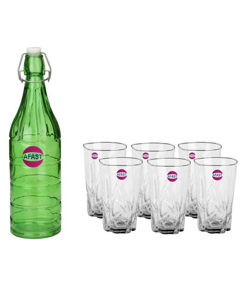     			Afast Glass Bottle, Glass Set, Transparent, Pack Of 6, 1000 ml