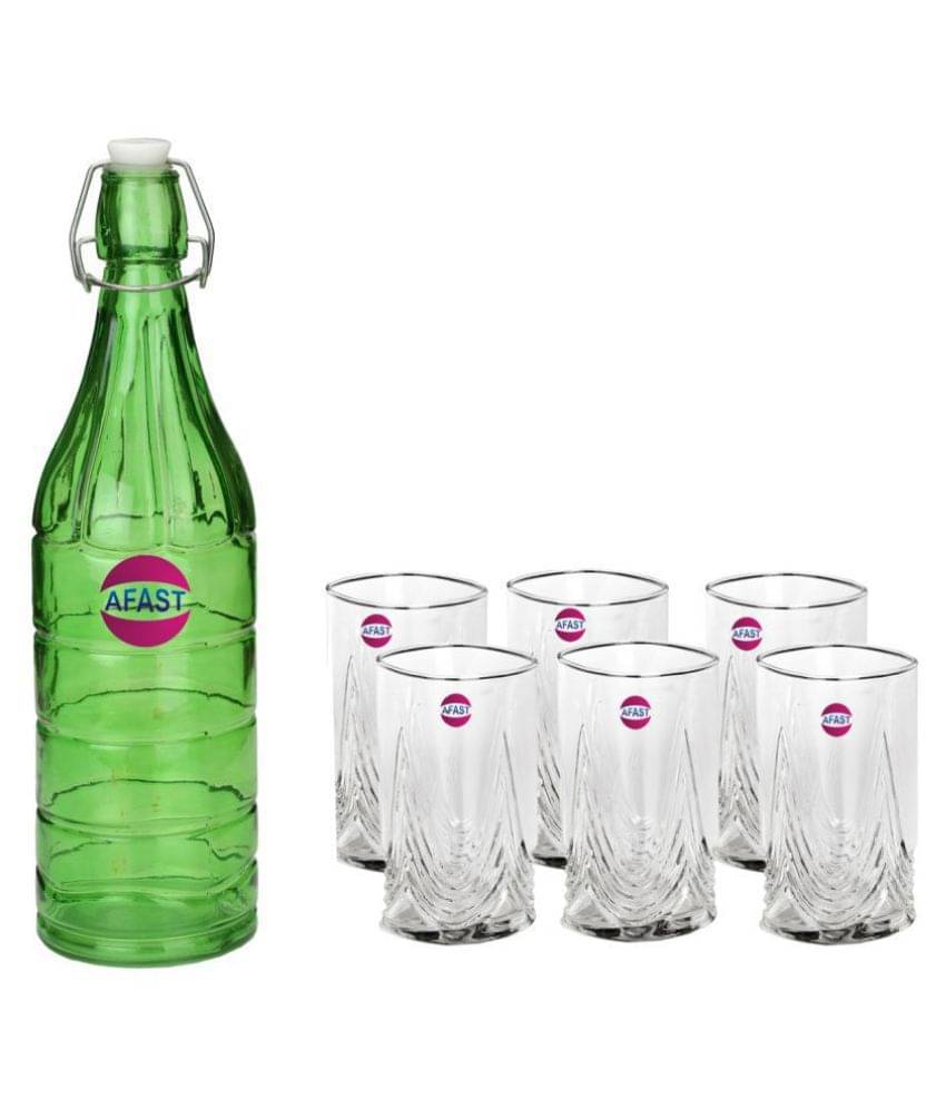     			Afast Glass Bottle, Glass Set, Transparent, Pack Of 6, 1000 ml
