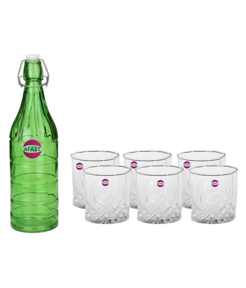     			Afast Glass Bottle, Glass Set, Transparent, Pack Of 6, 1000 ml