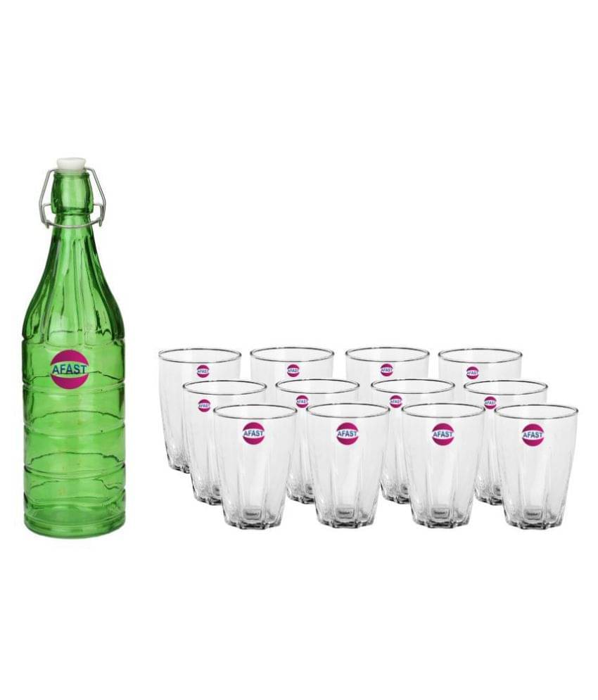     			Afast Glass Bottle, Glass Set, Transparent, Pack Of 13, 1000 ml