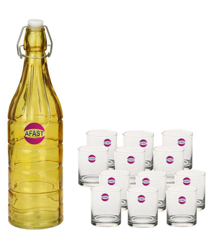     			Afast Glass Bottle, Glass Set, Transparent, Pack Of 13, 1000 ml