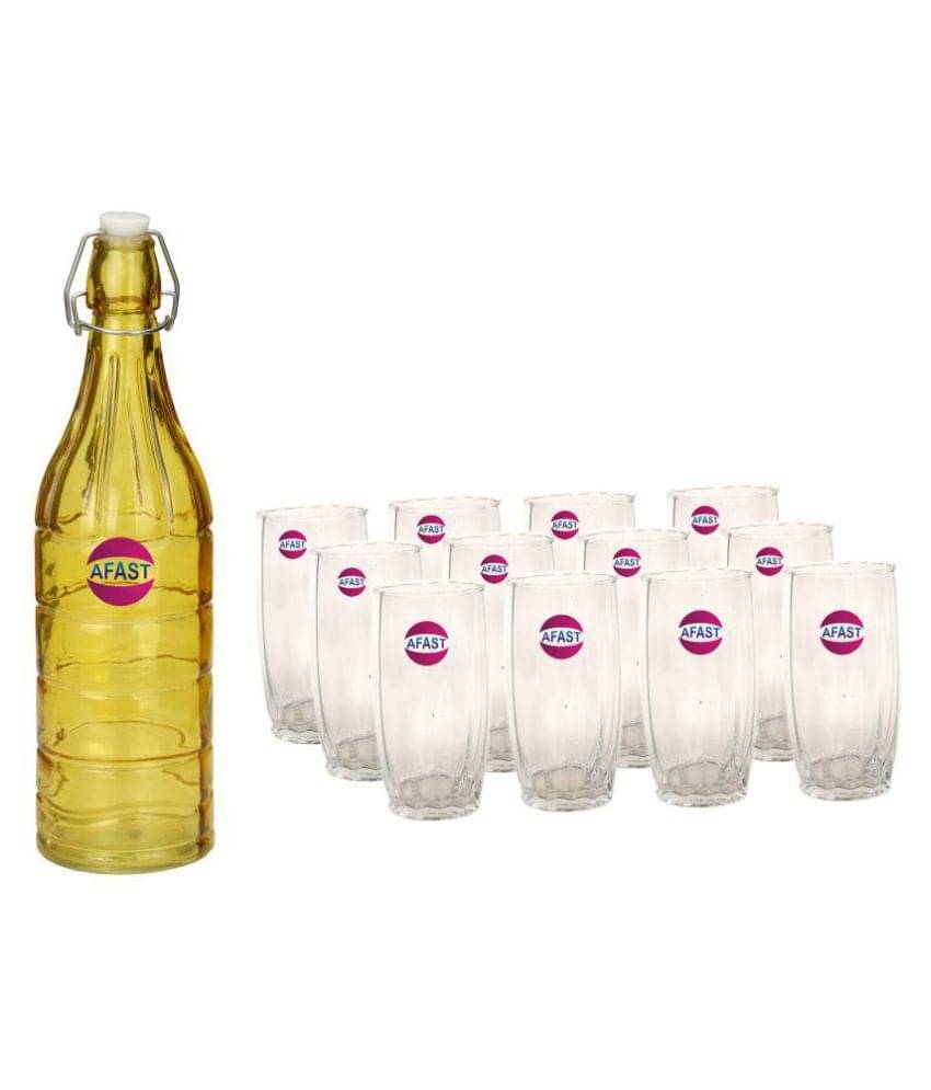     			Afast Glass Bottle, Glass Set, Transparent, Pack Of 13, 1000 ml