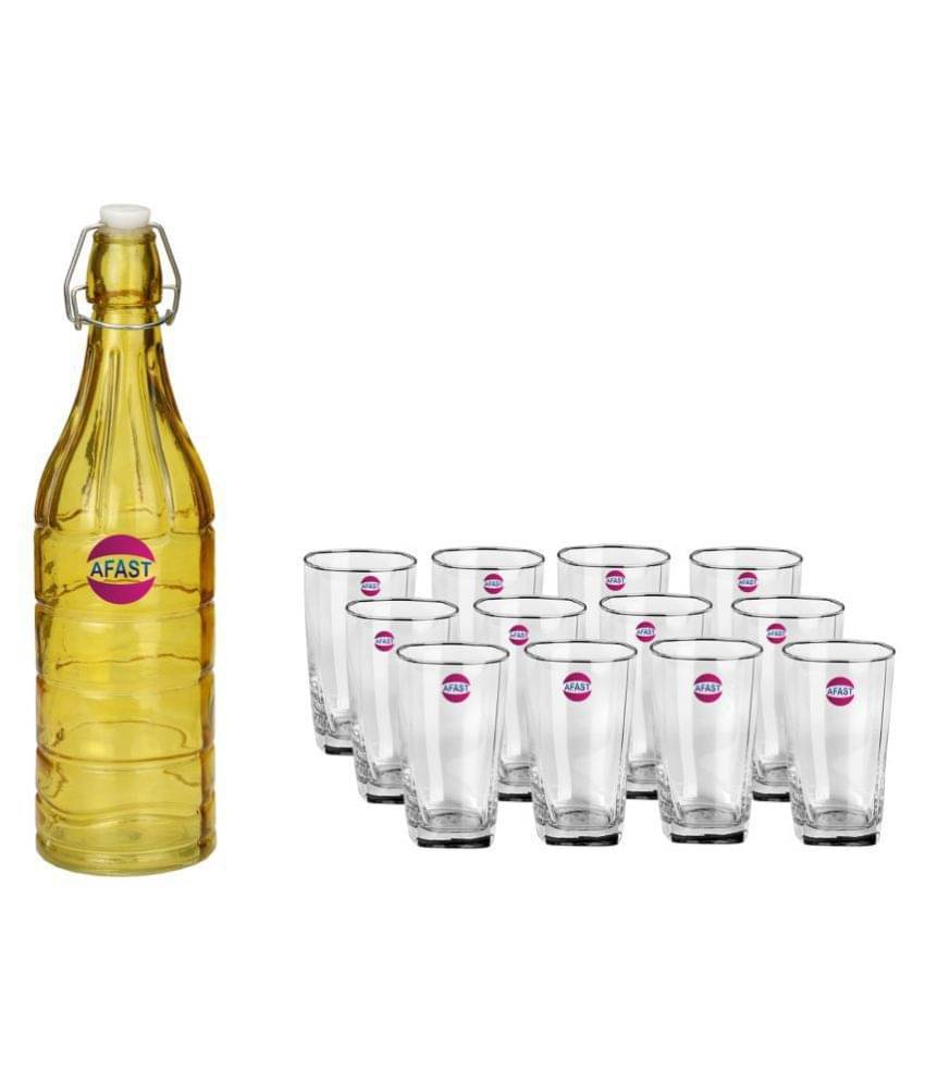     			Afast Glass Bottle, Glass Set, Transparent, Pack Of 13, 1000 ml