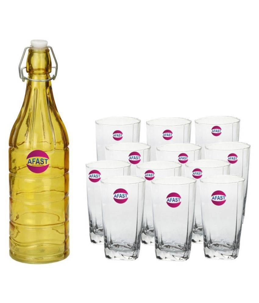     			Afast Glass Bottle, Glass Set, Transparent, Pack Of 13, 1000 ml