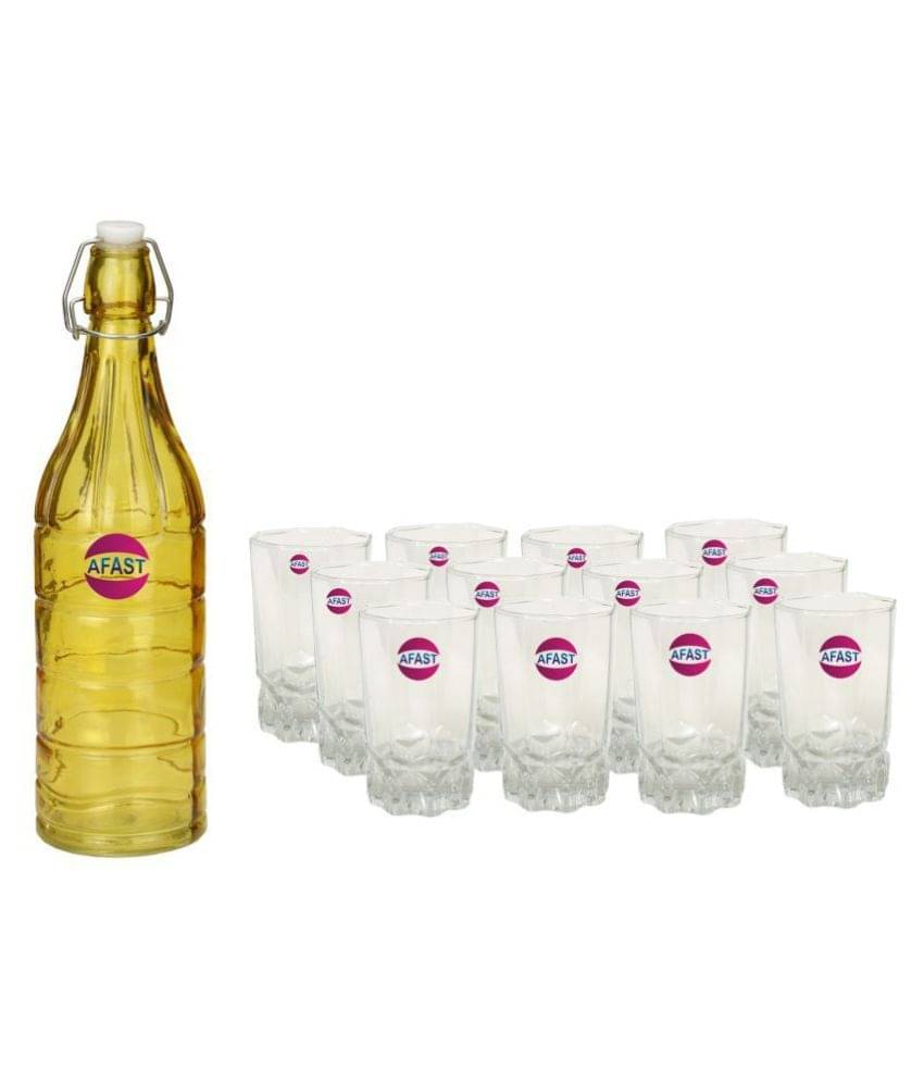     			Afast Glass Bottle, Glass Set, Transparent, Pack Of 13, 1000 ml