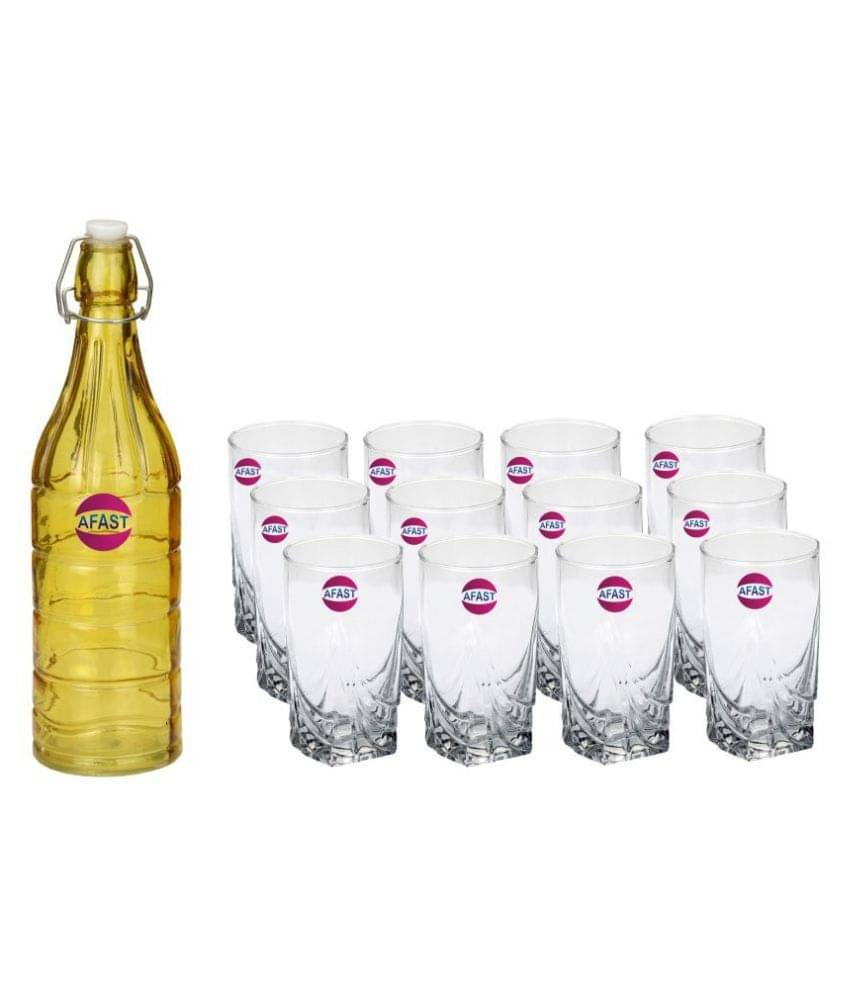     			Afast Glass Bottle, Glass Set, Transparent, Pack Of 13, 1000 ml