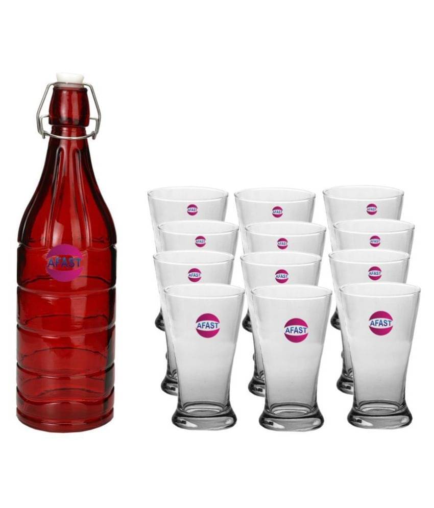     			Afast Glass Bottle, Glass Set, Transparent, Pack Of 13, 1000 ml