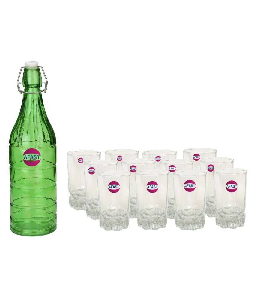     			Afast Glass Bottle, Glass Set, Transparent, Pack Of 13, 1000 ml