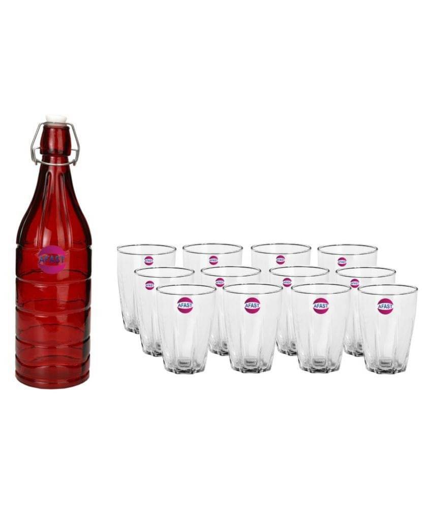     			Afast Glass Bottle, Glass Set, Transparent, Pack Of 13, 1000 ml