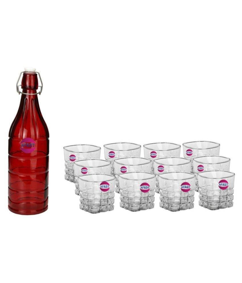     			Afast Glass Bottle, Glass Set, Transparent, Pack Of 13, 1000 ml