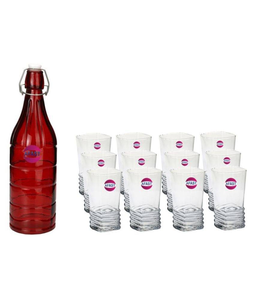     			Afast Glass Bottle, Glass Set, Transparent, Pack Of 13, 1000 ml