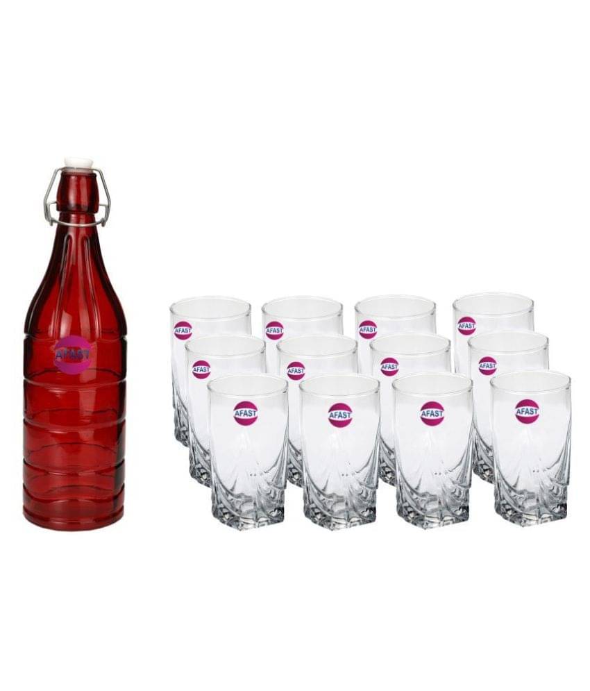     			Afast Glass Bottle, Glass Set, Transparent, Pack Of 13, 1000 ml
