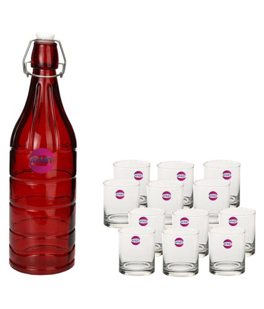     			Afast Glass Bottle, Glass Set, Transparent, Pack Of 13, 1000 ml