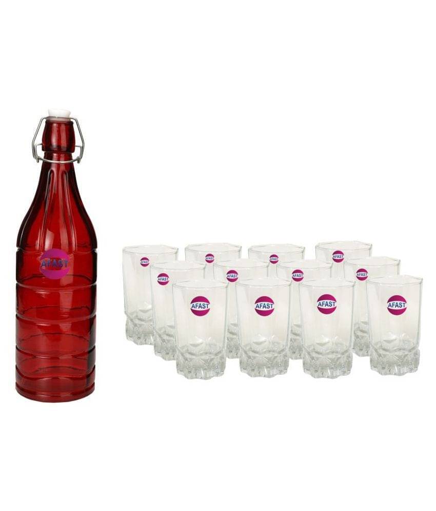     			Afast Glass Bottle, Glass Set, Transparent, Pack Of 13, 1000 ml