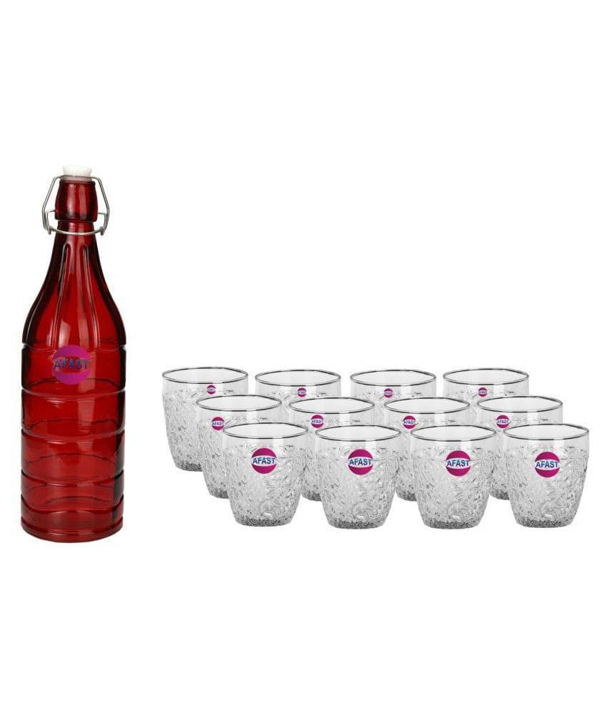     			Afast Glass Bottle, Glass Set, Transparent, Pack Of 13, 1000 ml