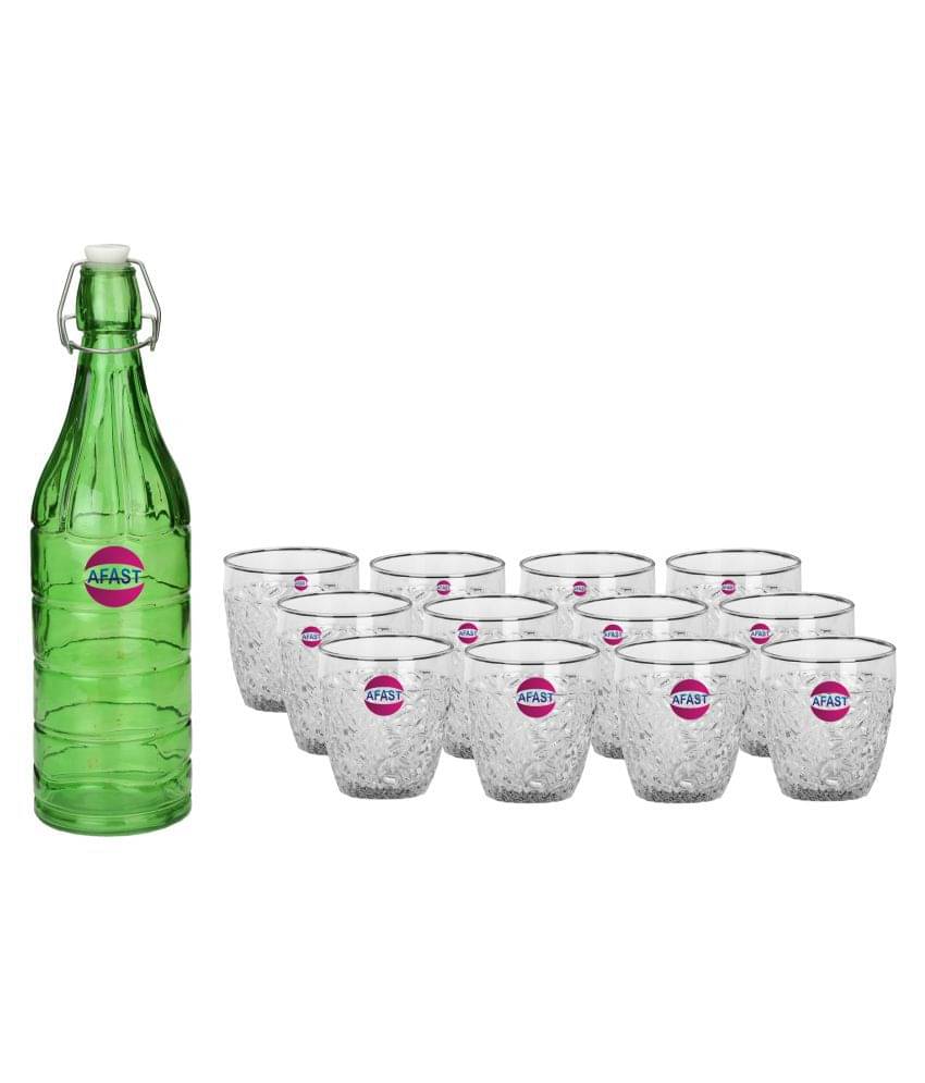     			Afast Glass Bottle, Glass Set, Transparent, Pack Of 13, 1000 ml