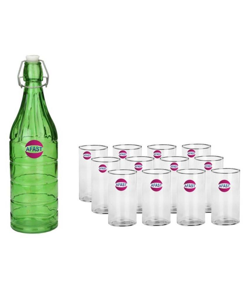     			Afast Glass Bottle, Glass Set, Transparent, Pack Of 13, 1000 ml