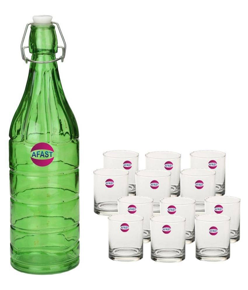     			Afast Glass Bottle, Glass Set, Transparent, Pack Of 13, 1000 ml