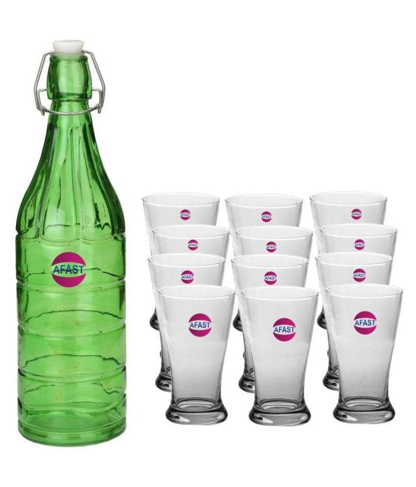     			Afast Glass Bottle, Glass Set, Transparent, Pack Of 13, 1000 ml
