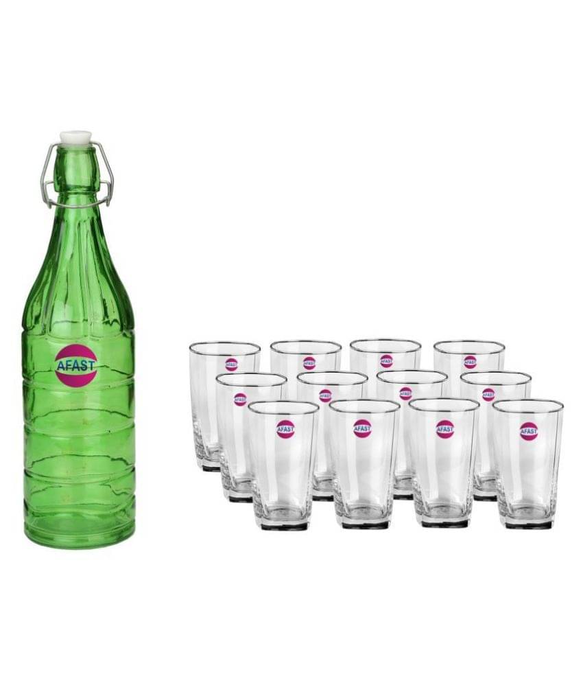     			Afast Glass Bottle, Glass Set, Transparent, Pack Of 13, 1000 ml