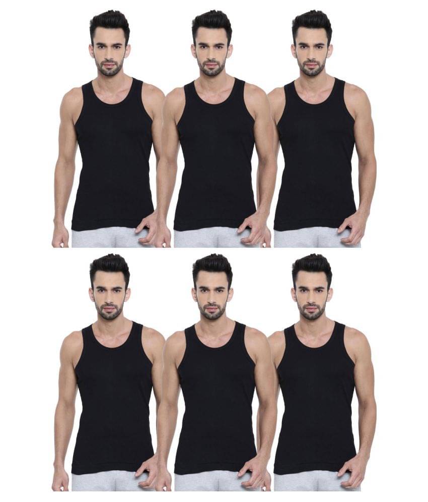     			Dixcy Scott Black Sleeveless Vests Pack of 6