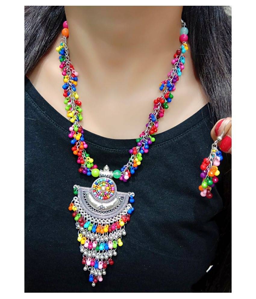 Molika Alloy Multi Color Long Haram Contemporary/Fashion Oxidised Necklaces Set Molika Alloy Multi Color Long Haram Contemporary/Fashion Oxidised Necklaces Set