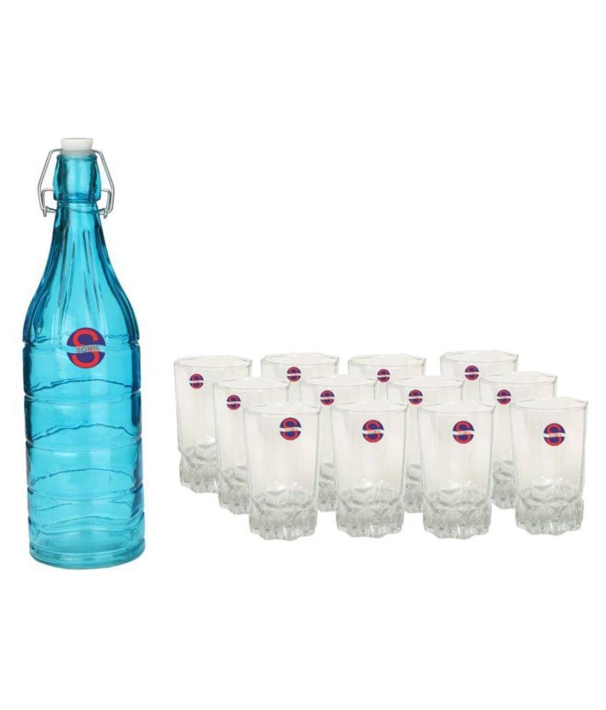     			Afast Glass Bottle, Glass Set, Transparent, Pack Of 13, 1000 ml