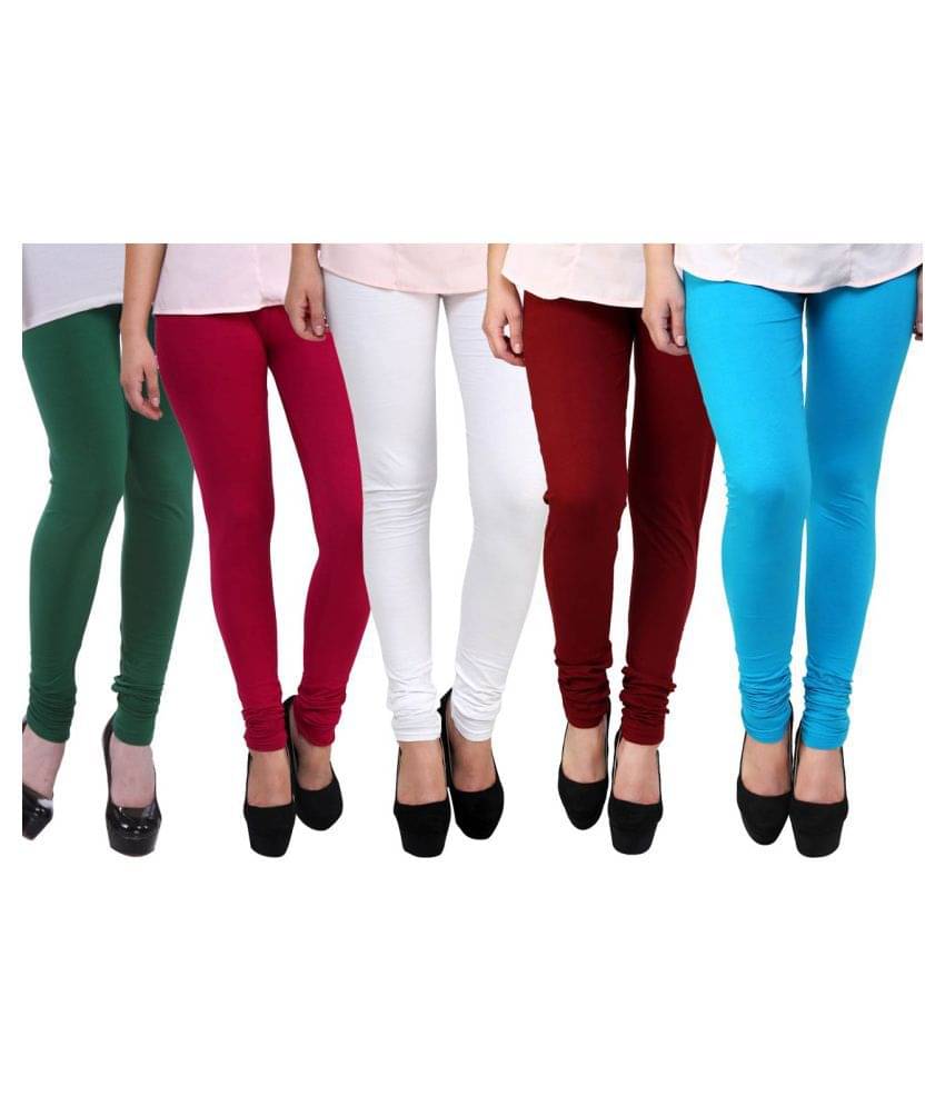     			FnMe - Green Cotton Women's Leggings ( Pack of 5 )