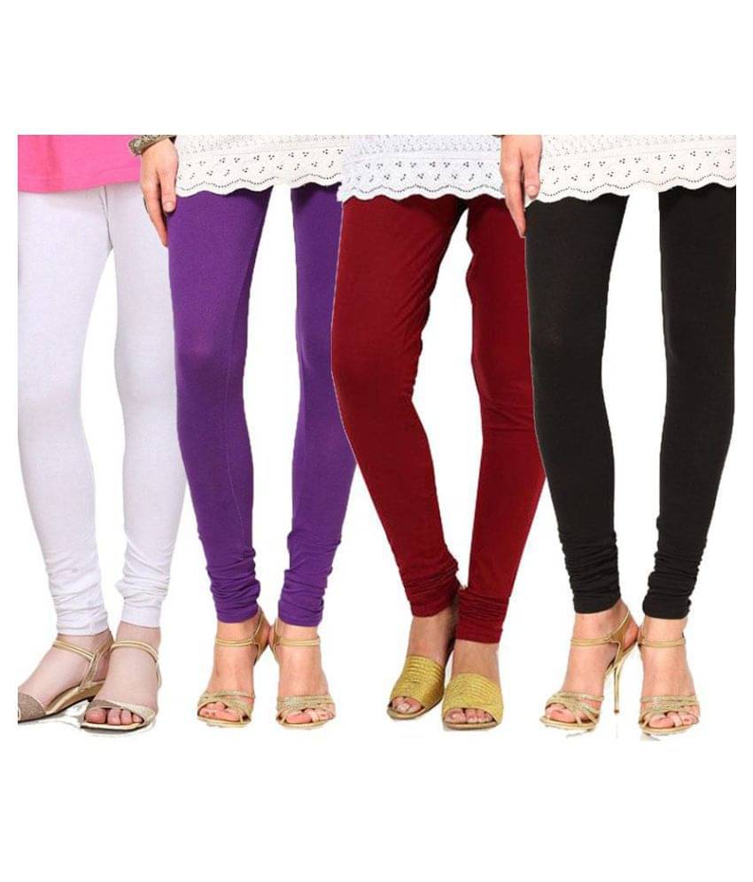     			FnMe - White Cotton Women's Leggings ( Pack of 4 )