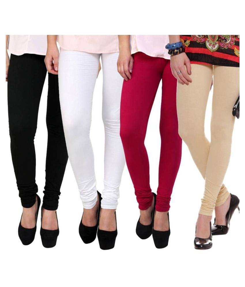     			FnMe - Black Cotton Women's Leggings ( Pack of 4 )