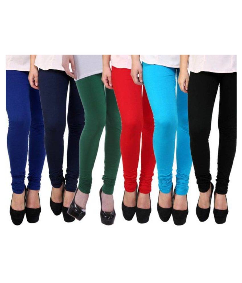     			FnMe - Light Blue Cotton Women's Leggings ( Pack of 6 )