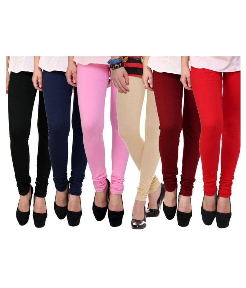     			FnMe - Black Cotton Women's Leggings ( Pack of 6 )