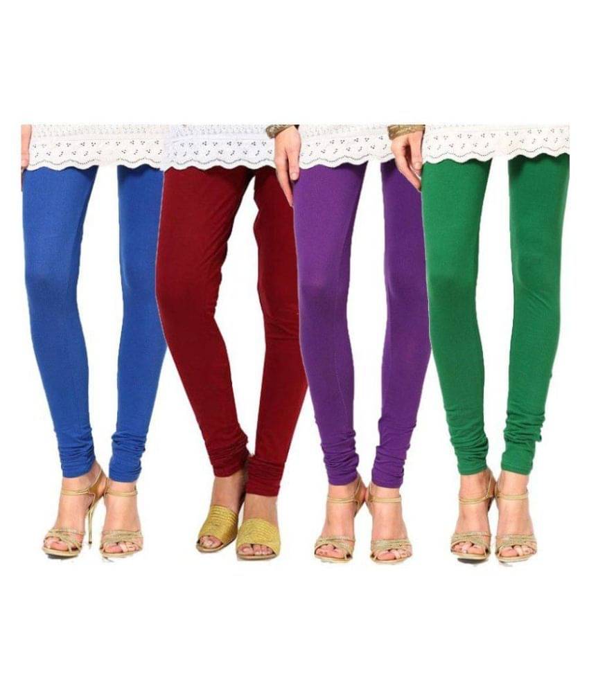     			FnMe - Blue Cotton Women's Leggings ( Pack of 4 )