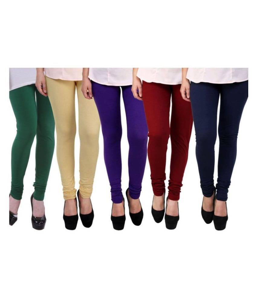     			FnMe Cotton Lycra Leggings - Pack of 5