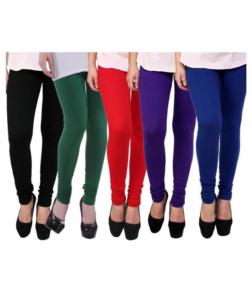     			FnMe - Black Cotton Women's Leggings ( Pack of 5 )